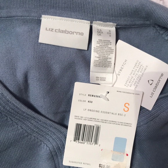 NWT Liz Claiborne Collared V neck sweater - Picture 5 of 5